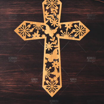 Intra απο ξύλο plywood 3mm-4mm πάχος 4 Christian Cross Silhouette, Δίασταση 15x15 cm INTRAFABR-119063504 - Image 3