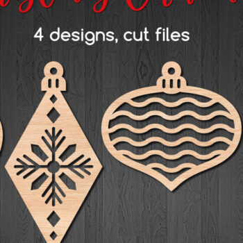 Intra απο ξύλο plywood 3mm-4mm πάχος 4 Χριστουγεννιάτικα στολίδια Δίασταση 8x8 cm INTRAFABR-111939390 - Image 1