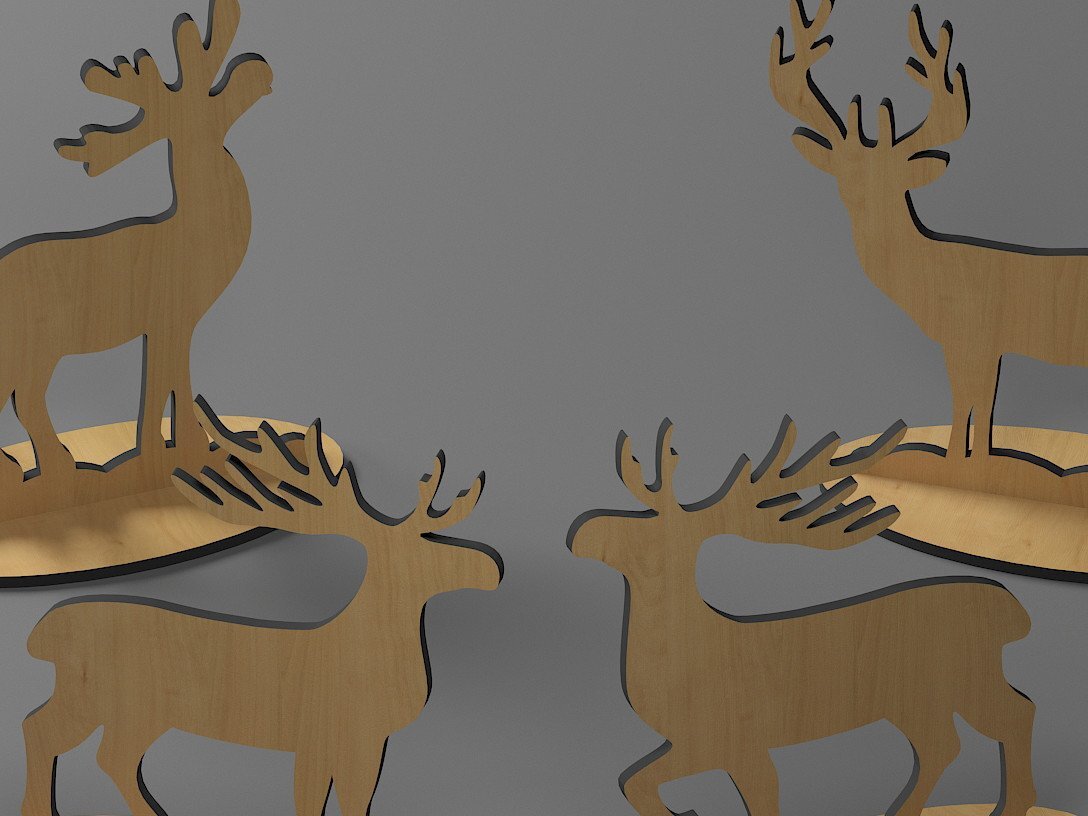 Intra απο ξύλο plywood 3mm-4mm πάχος 4 Χριστουγεννιάτικη διακόσμηση με τάρανδο Δίασταση 30x20 cm INTRAFABR-44971557