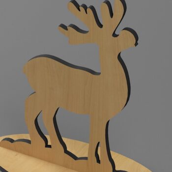 Intra απο ξύλο plywood 3mm-4mm πάχος 4 Χριστουγεννιάτικη διακόσμηση με τάρανδο Δίασταση 30x20 cm INTRAFABR-44971557 - Image 2