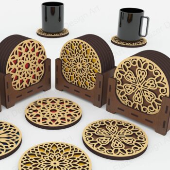 Intra απο ξύλο plywood 3mm-4mm πάχος Σουβέρ με 4 διακοσμητικά σχέδια Δίασταση 15x15 cm INTRAFABR-72392666 - Image 1