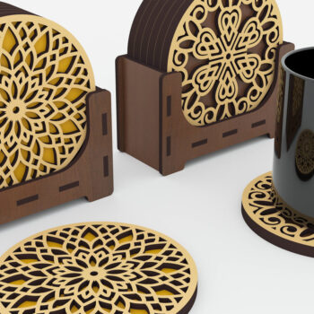 Intra απο ξύλο plywood 3mm-4mm πάχος Σουβέρ με 4 διακοσμητικά σχέδια Δίασταση 15x15 cm INTRAFABR-72392666 - Image 2