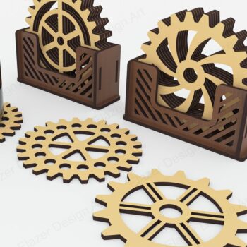 Intra απο ξύλο plywood 3mm-4mm πάχος 4 Σουβέρ σε κουτί με διαφορετικό σχέδιο τροχού Δίασταση 15x15 cm INTRAFABR-72392269 - Image 1