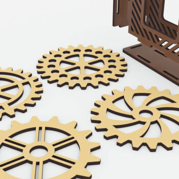 Intra απο ξύλο plywood 3mm-4mm πάχος 4 Σουβέρ σε κουτί με διαφορετικό σχέδιο τροχού Δίασταση 15x15 cm INTRAFABR-72392269 - Image 4