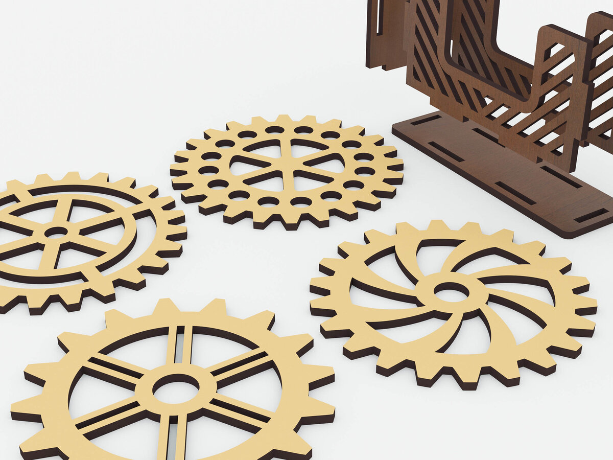 Intra απο ξύλο plywood 3mm-4mm πάχος 4 Σουβέρ σε κουτί με διαφορετικό σχέδιο τροχού Δίασταση 15x15 cm INTRAFABR-72392269 - Image 4