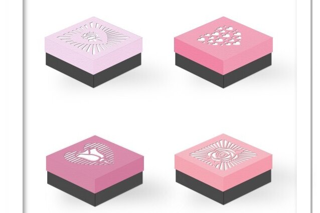 Intra απο ξύλο plywood 3mm-4mm πάχος 4 λουλουδάτα τριαντάφυλλα καρδιές κουτιά κομμένα καπάκια Δίασταση 15x15 cm INTRAFABR-116477711