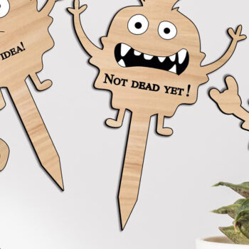 Intra απο ξύλο plywood 3mm-4mm πάχος Αυτοκόλλητο 4 αστείο Monster Planter Flower Δίασταση 5x5 cm INTRAFABR-103589481 - Image 1