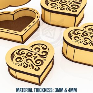 Intra απο ξύλο plywood 3mm-4mm πάχος 4 Φιλάκια Heart Box Δίασταση 15x15 cm INTRAFABR-119430854