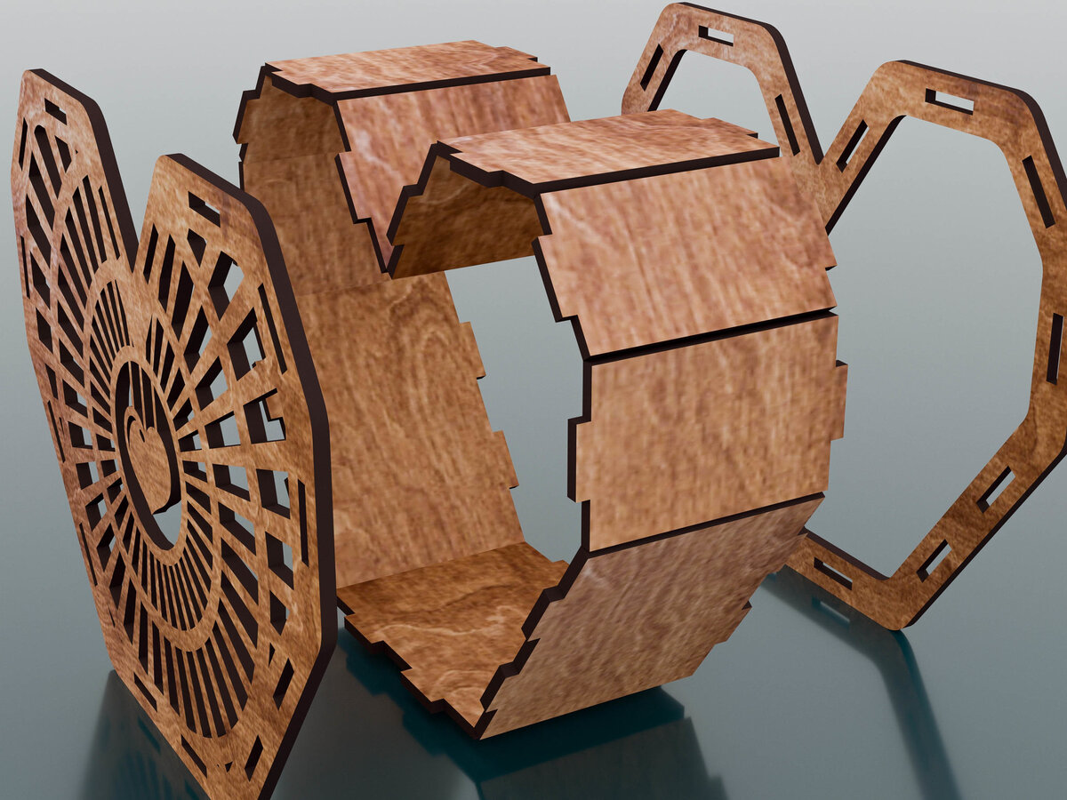 Intra απο ξύλο plywood 3mm-4mm πάχος 4 Στήριγμα ρεσώ με μοτίβο καρδιάς Δίασταση 15x15 cm INTRAFABR-58203400 - Image 3