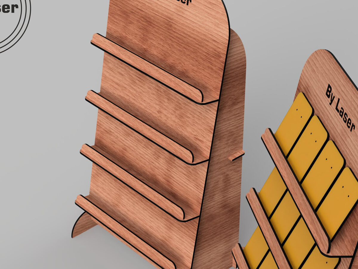 Intra απο ξύλο plywood 3mm-4mm πάχος Βάση οθόνης σκουλαρίκι 4 επιπέδων Δίασταση 3x3 cm INTRAFABR-99394302 - Image 4