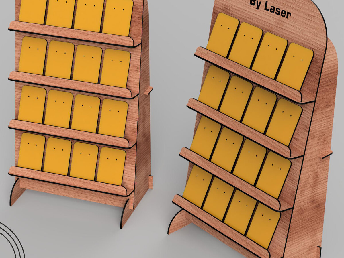 Intra απο ξύλο plywood 3mm-4mm πάχος Βάση οθόνης σκουλαρίκι 4 επιπέδων Δίασταση 3x3 cm INTRAFABR-99394302 - Image 5