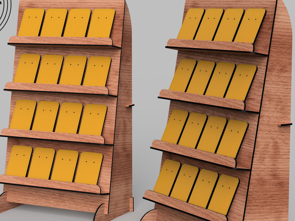 Intra απο ξύλο plywood 3mm-4mm πάχος Βάση οθόνης σκουλαρίκι 4 επιπέδων Δίασταση 3x3 cm INTRAFABR-99394302 - Image 6