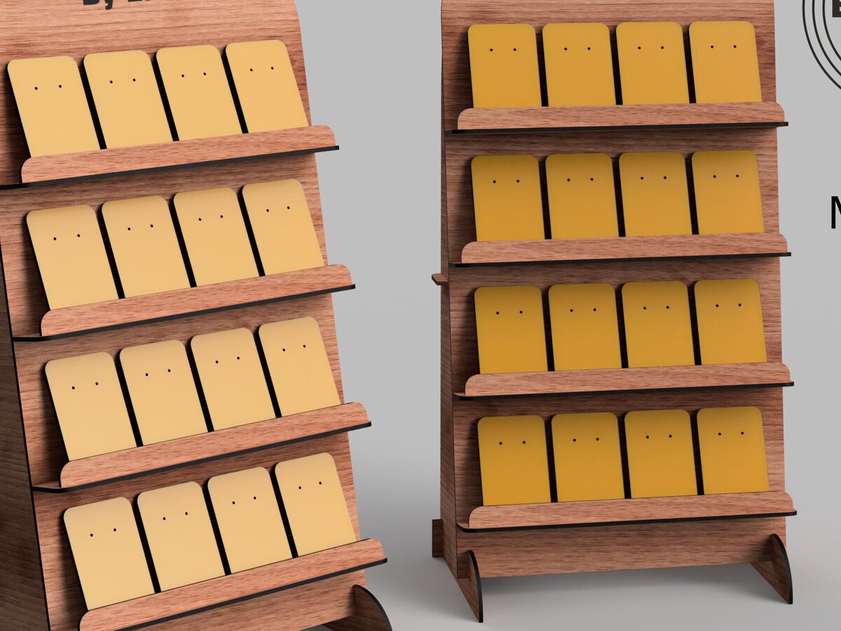 Intra απο ξύλο plywood 3mm-4mm πάχος Βάση οθόνης σκουλαρίκι 4 επιπέδων Δίασταση 3x3 cm INTRAFABR-99394302 - Image 8
