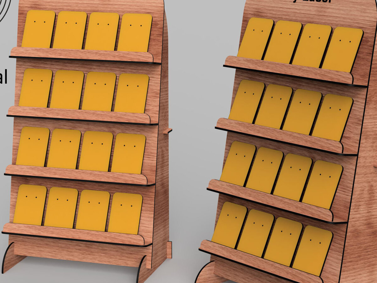 Intra απο ξύλο plywood 3mm-4mm πάχος Βάση οθόνης σκουλαρίκι 4 επιπέδων Δίασταση 3x3 cm INTRAFABR-99394302 - Image 9