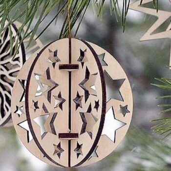 Intra απο ξύλο plywood 3mm-4mm πάχος 4 τμχ 3D Στολίδι Χριστουγεννιάτικου Δέντρου Δίασταση 3x3 cm INTRAFABR-39112471 - Image 1