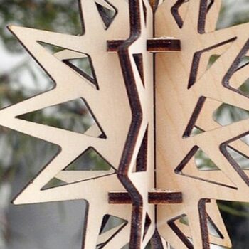 Intra απο ξύλο plywood 3mm-4mm πάχος 4 τμχ 3D Στολίδι Χριστουγεννιάτικου Δέντρου Δίασταση 3x3 cm INTRAFABR-39112471 - Image 2