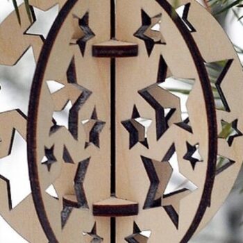 Intra απο ξύλο plywood 3mm-4mm πάχος 4 τμχ 3D Στολίδι Χριστουγεννιάτικου Δέντρου Δίασταση 3x3 cm INTRAFABR-39112471 - Image 4