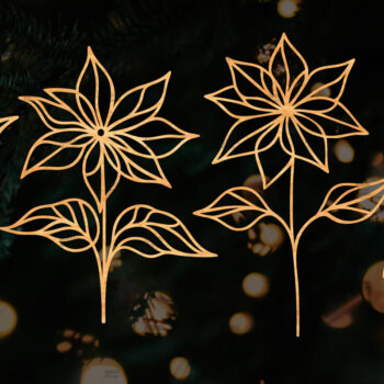 Intra απο ξύλο plywood 3mm-4mm πάχος 4 Poinsettia Flower Cut  Δίασταση 15x15 cm INTRAFABR-111693249 - Image 1