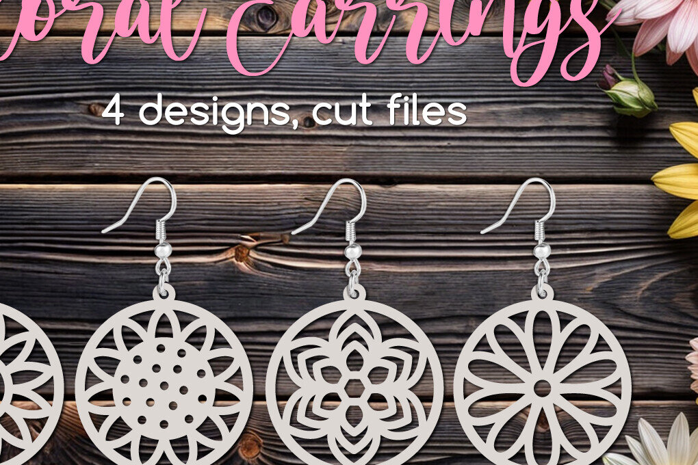 Intra απο ξύλο plywood 3mm-4mm πάχος Πρότυπο για 4 στρογγυλά floral σκουλαρίκια Δίασταση 3x3 cm INTRAFABR-104373318