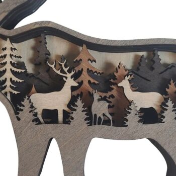 Intra απο ξύλο plywood 3mm-4mm πάχος 4 Ξύλινα Ζώα Σπίτι Χριστουγέννων 2 Δίασταση 8x8 cm INTRAFABR-51127237 - Image 3