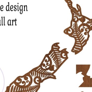 Intra απο ξύλο plywood 3mm-4mm πάχος Τέχνη τοίχου Νέας Ζηλανδίας 45cm με σχέδια Δίασταση 24x24 cm INTRAFABR-77896438 - Image 2