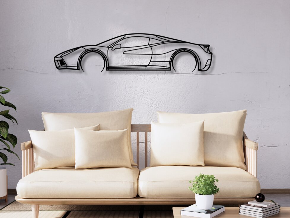 Intra απο ξύλο plywood 3mm-4mm πάχος Διάνυσμα τέχνης τοίχου αυτοκινήτου 488 GTB με λέιζερ Δίασταση 15x15 cm INTRAFABR-115683799