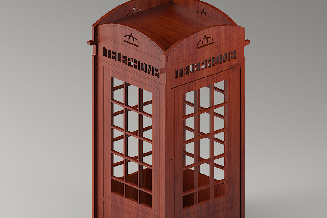 Intra απο ξύλο plywood 3mm-4mm πάχος κοπής 4mm London Telephone Δίασταση 30x20 cm INTRAFABR-42349125 - Image 1