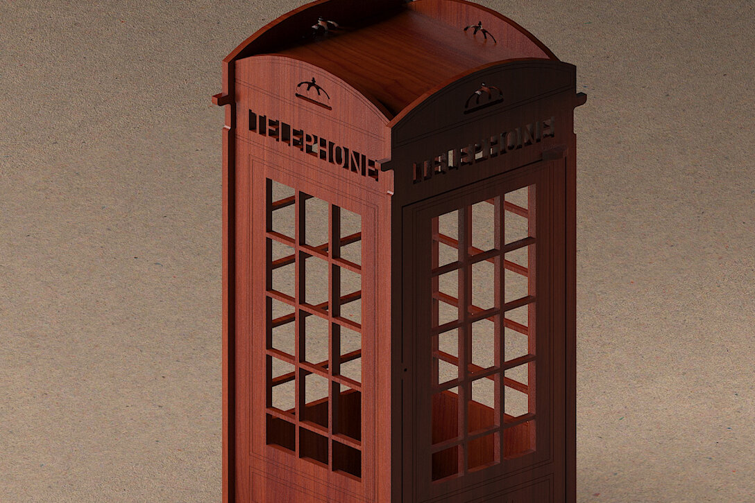 Intra απο ξύλο plywood 3mm-4mm πάχος κοπής 4mm London Telephone Δίασταση 30x20 cm INTRAFABR-42349125 - Image 3