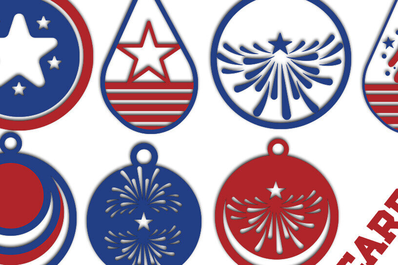 Intra απο ξύλο plywood 3mm-4mm πάχος Σχέδιο δέσμης σκουλαρίκια 4ης Ιουλίου Δίασταση 15x18 cm INTRAFABR-90663953