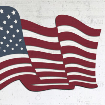 Intra απο ξύλο plywood 3mm-4mm πάχος 4 Ιουλίου American Flag 3D Layered Δίασταση 7x7 cm INTRAFABR-99063452 - Image 1