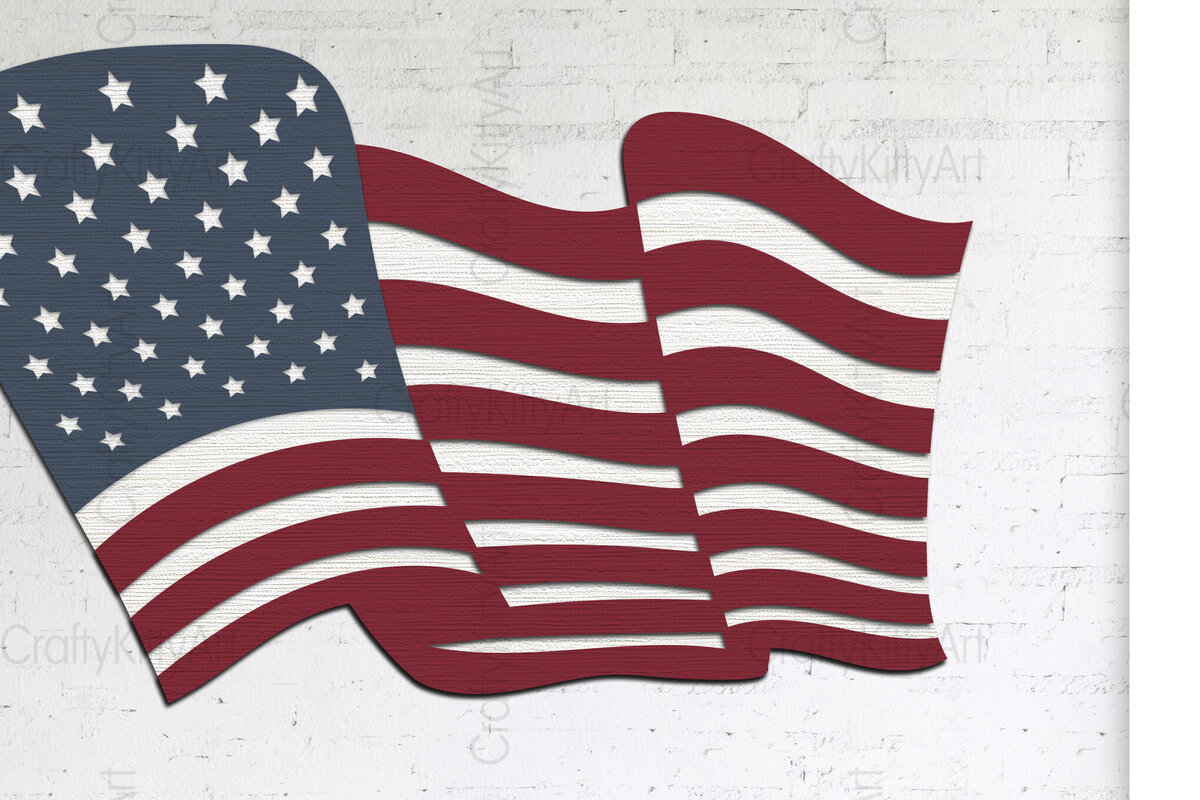 Intra απο ξύλο plywood 3mm-4mm πάχος 4 Ιουλίου American Flag 3D Layered Δίασταση 7x7 cm INTRAFABR-99063452