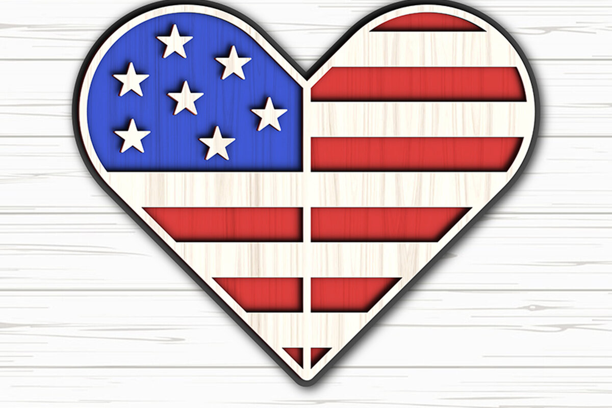 Intra απο ξύλο plywood 3mm-4mm πάχος 4th of July-American Love Δίασταση 40x40 cm INTRAFABR-117368882