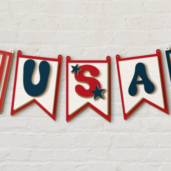 Intra απο ξύλο plywood 3mm-4mm πάχος 4 Ιουλίου Banner | Γιρλάντα Δίασταση 50x20 cm INTRAFABR-121891579 - Image 1