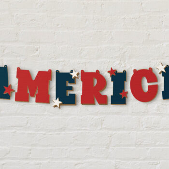 Intra απο ξύλο plywood 3mm-4mm πάχος 4 Ιουλίου Banner | Γιρλάντα Δίασταση 50x20 cm INTRAFABR-121891586 - Image 1