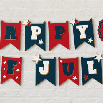 Intra απο ξύλο plywood 3mm-4mm πάχος 4 Ιουλίου Banner | Γιρλάντα Δίασταση 50x20 cm INTRAFABR-121891593 - Image 1