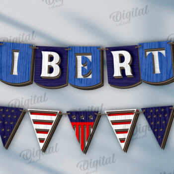 Intra απο ξύλο plywood 3mm-4mm πάχος 4 Ιουλίου Banner . Διακόσμηση σπιτιού Δίασταση 30x20 cm INTRAFABR-121905190 - Image 1