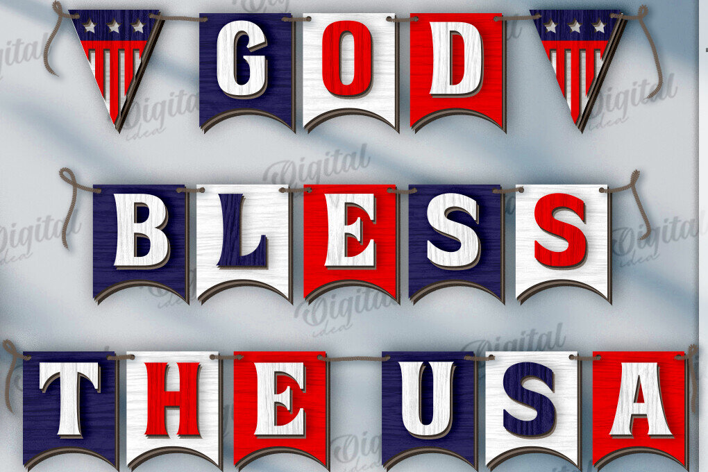 Intra απο ξύλο plywood 3mm-4mm πάχος 4 Ιουλίου Banner . Διακόσμηση σπιτιού Δίασταση 30x20 cm INTRAFABR-121903649