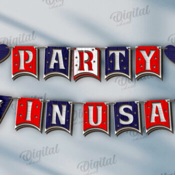 Intra απο ξύλο plywood 3mm-4mm πάχος 4 Ιουλίου Banner . Διακόσμηση σπιτιού Δίασταση 30x20 cm INTRAFABR-121903844 - Image 1