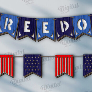 Intra απο ξύλο plywood 3mm-4mm πάχος 4 Ιουλίου Banner . Διακόσμηση σπιτιού Δίασταση 30x20 cm INTRAFABR-121904198 - Image 1