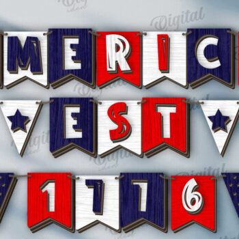 Intra απο ξύλο plywood 3mm-4mm πάχος 4 Ιουλίου Banner . Διακόσμηση σπιτιού Δίασταση 30x20 cm INTRAFABR-121904726 - Image 1