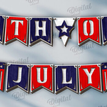 Intra απο ξύλο plywood 3mm-4mm πάχος 4 Ιουλίου Banner . Διακόσμηση σπιτιού Δίασταση 30x20 cm INTRAFABR-121904827 - Image 1