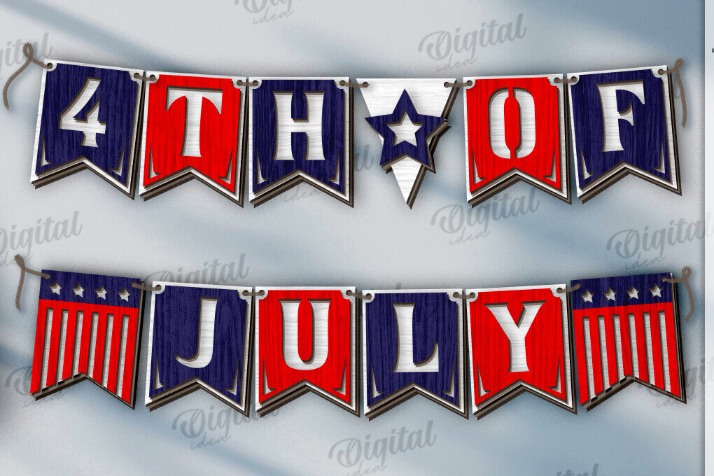 Intra απο ξύλο plywood 3mm-4mm πάχος 4 Ιουλίου Banner . Διακόσμηση σπιτιού Δίασταση 30x20 cm INTRAFABR-121904827