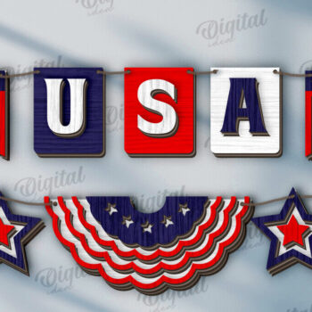 Intra απο ξύλο plywood 3mm-4mm πάχος 4 Ιουλίου Banner . Διακόσμηση σπιτιού Δίασταση 30x20 cm INTRAFABR-121904980 - Image 1