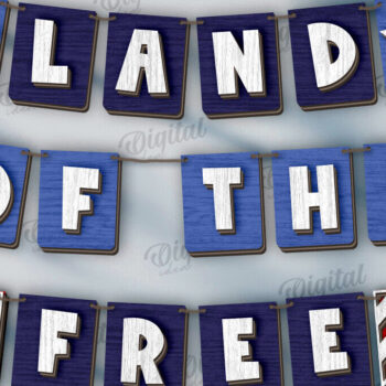 Intra απο ξύλο plywood 3mm-4mm πάχος 4 Ιουλίου Banner . Διακόσμηση σπιτιού Δίασταση 30x20 cm INTRAFABR-121902921 - Image 1