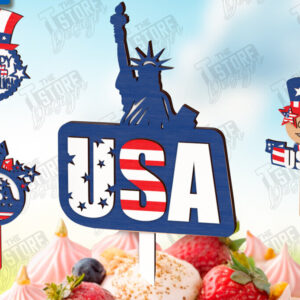 Intra απο ξύλο plywood 3mm-4mm πάχος κοπής  Cake Topper 4ης Ιουλίου Δίασταση 30x20 cm INTRAFABR-121893877