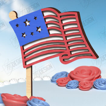 Intra απο ξύλο plywood 3mm-4mm πάχος 4 Ιουλίου Cake Topper | CNC Δίασταση 30x20 cm INTRAFABR-122083026 - Image 1