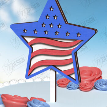 Intra απο ξύλο plywood 3mm-4mm πάχος 4 Ιουλίου Cake Topper | CNC Δίασταση 30x20 cm INTRAFABR-122083031 - Image 1