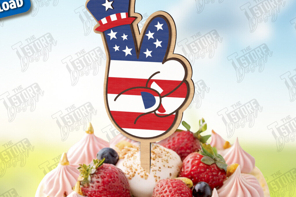 Intra απο ξύλο plywood 3mm-4mm πάχος 4 Ιουλίου Cake Topper | CNC Δίασταση 30x20 cm INTRAFABR-121430520