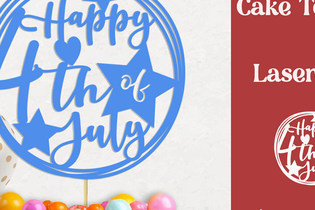 Intra απο ξύλο plywood 3mm-4mm πάχος 4η Ιουλίου Cake Topper, Patriotic Δίασταση 30x20 cm INTRAFABR-122139596 - Image 1