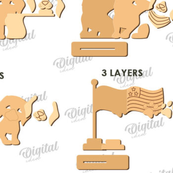 Intra απο ξύλο plywood 3mm-4mm πάχος 4th of July Characters Cut  Δίασταση 30x20 cm INTRAFABR-123141504 - Image 7